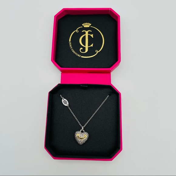 NWT JUICY COUTURE N-PAVE HEART WISH NECKLACE SILVER YJRU3434 - Picture 2 of 5